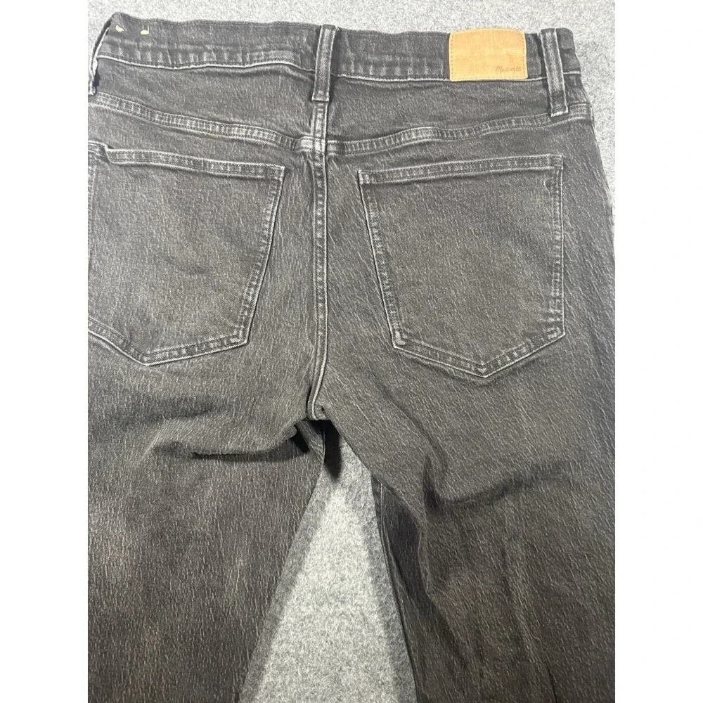 Madewell Black Faded Denim Jeans with Raw Frayed Hem